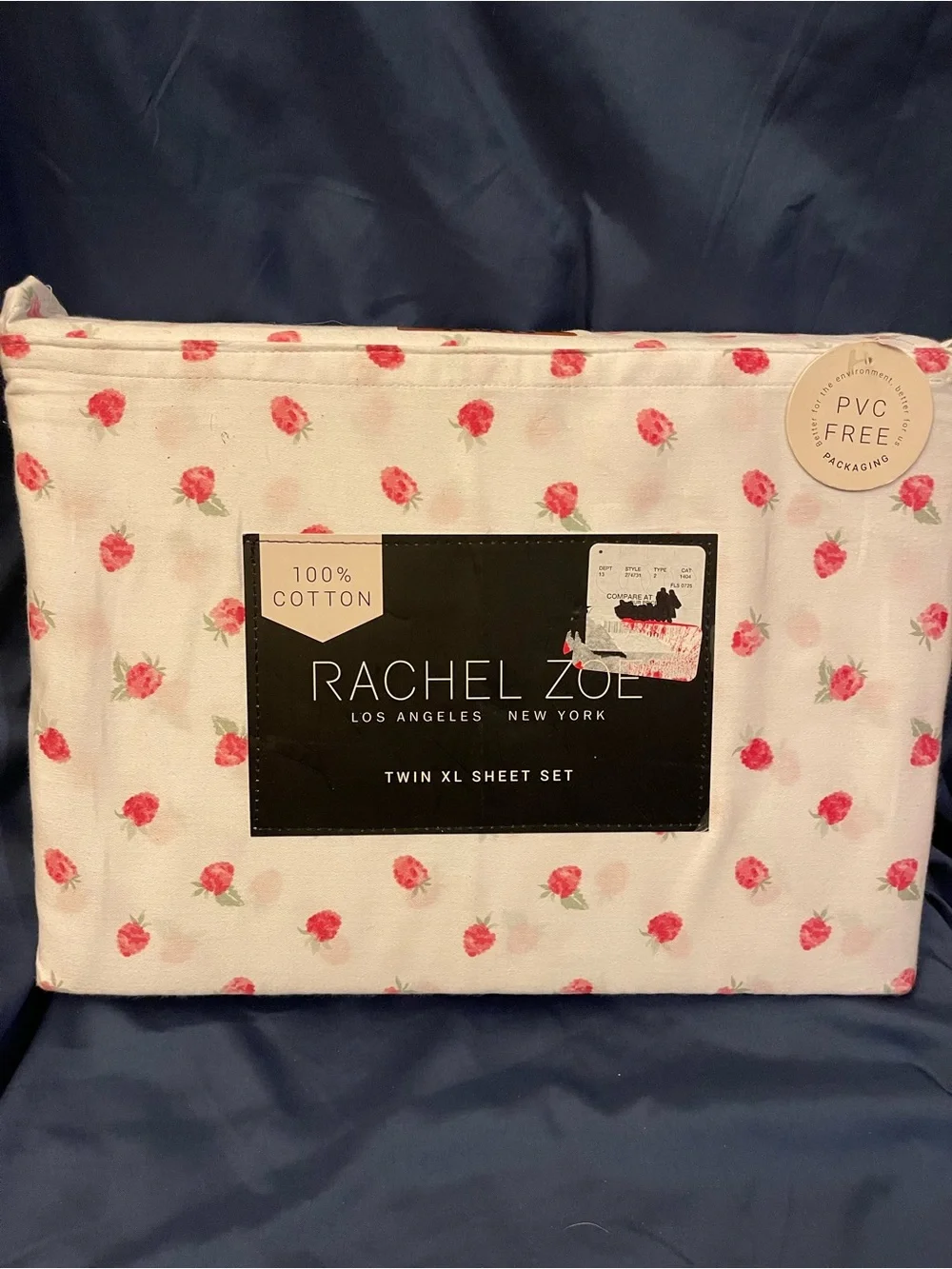 Rachel Zoe Cotton Sheet Set White with Strawberries